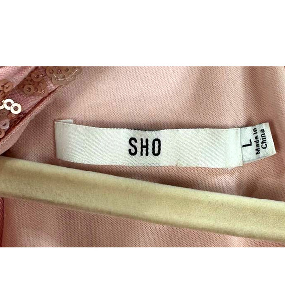 SHO by TADASHI SHOJI Sleeveless Sequin Sheath Dress in Blush Pink Leopard Large - Picture 8 of 8